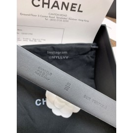 Chanel Calf Leather Fashion Buckle 30mm Belts For Women White