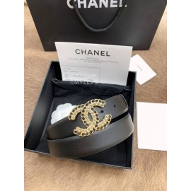 Chanel Black Calf Leather Fashion Buckle 30mm Belt..