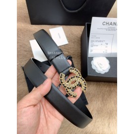 Chanel Black Calf Leather Fashion Buckle 30mm Belts For Women 