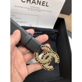 Chanel Black Calf Leather Fashion Buckle 30mm Belts For Women 