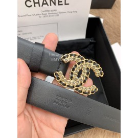 Chanel Black Calf Leather Fashion Buckle 30mm Belts For Women 