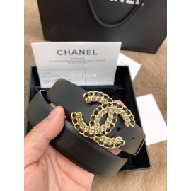 Chanel Black Calf Leather Fashion Buckle 30mm Belts For Women 