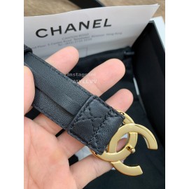 Chanel Black Letter Calf Leather Diamond Buckle 30mm Belts For Women 