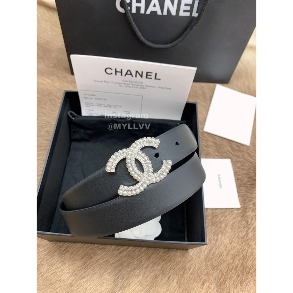 Chanel Fashion Calf Leather Pearl Buckle 30mm Belts For Women 