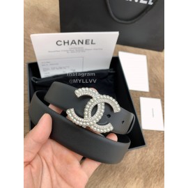 Chanel Fashion Calf Leather Pearl Buckle 30mm Belts For Women 