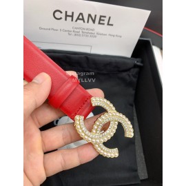 Chanel Fashion Red Calf Leather Pearl Buckle 30mm Belts For Women 