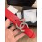Chanel Red Calf Leather Silver Diamond Buckle 30mm Belts For Women 