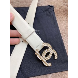 Chanel Fashion Buckle Calf Leather 30mm Belts For Women White