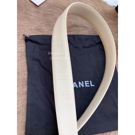 Chanel Fashion Buckle Calf Leather 30mm Belts For Women White
