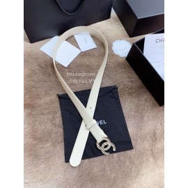 Chanel Fashion Buckle Calf Leather 30mm Belts For Women White