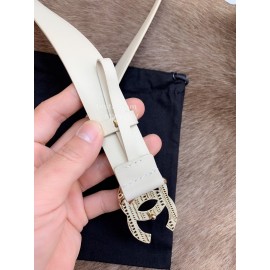 Chanel Fashion Buckle Calf Leather 30mm Belts For Women White