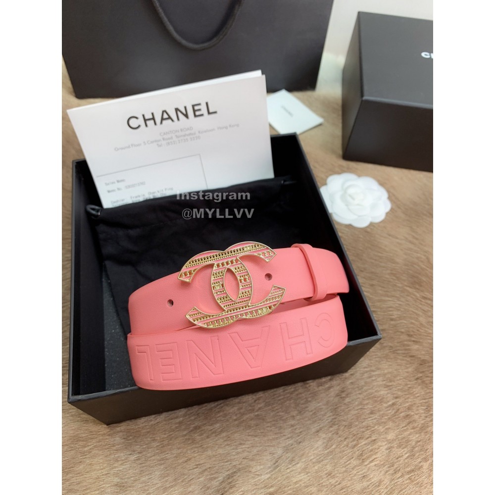 Chanel Fashion Buckle Calf Leather 30mm Belts For Women Pink