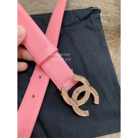 Chanel Fashion Buckle Calf Leather 30mm Belts For Women Pink