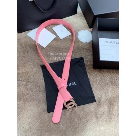 Chanel Fashion Buckle Calf Leather 30mm Belts For Women Pink