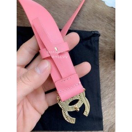 Chanel Fashion Buckle Calf Leather 30mm Belts For Women Pink