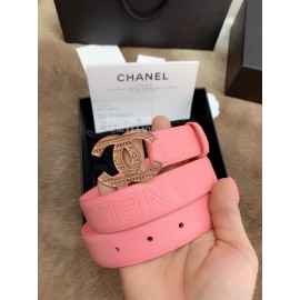 Chanel Fashion Buckle Calf Leather 30mm Belts For Women Pink
