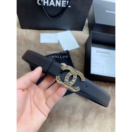 Chanel Fashion Buckle Calf Leather 30mm Belts For Women Black