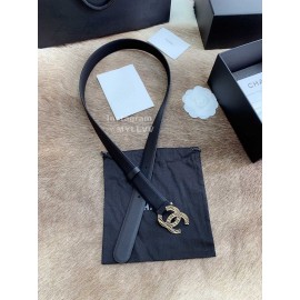 Chanel Fashion Buckle Calf Leather 30mm Belts For Women Black