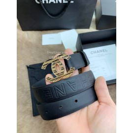 Chanel Fashion Buckle Calf Leather 30mm Belts For Women Black