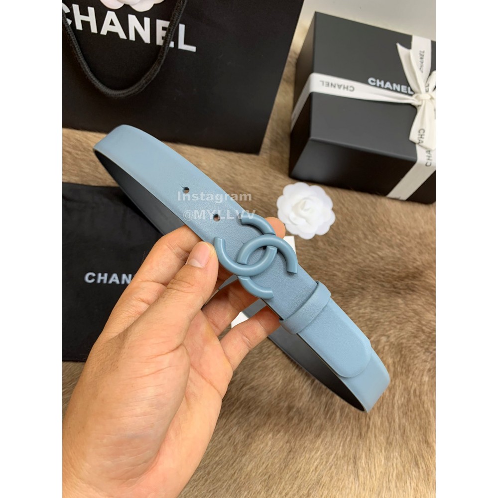 Chanel Fashion Calf Leather 30mm Belts For Women Blue