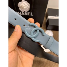 Chanel Fashion Calf Leather 30mm Belts For Women Blue
