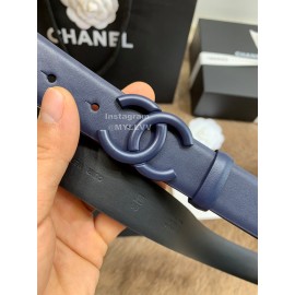 Chanel Fashion Calf Leather 30mm Belts For Women Dark Blue