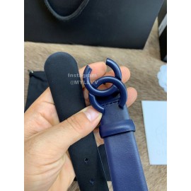 Chanel Fashion Calf Leather 30mm Belts For Women Dark Blue