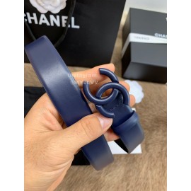 Chanel Fashion Calf Leather 30mm Belts For Women Dark Blue