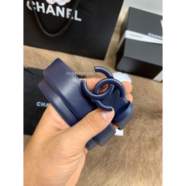 Chanel Fashion Calf Leather 30mm Belts For Women Dark Blue