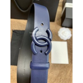 Chanel Fashion Calf Leather 30mm Belts For Women Dark Blue
