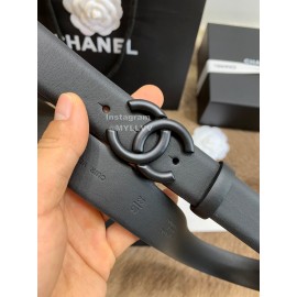 Chanel Fashion Calf Leather 30mm Belts For Women Black
