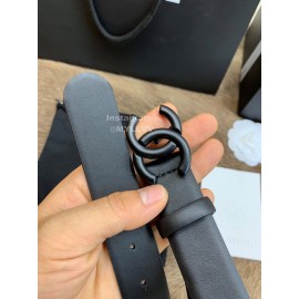 Chanel Fashion Calf Leather 30mm Belts For Women Black