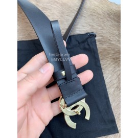 Chanel Fashion Calf Leather Gold Buckle 30mm Belts For Women Black