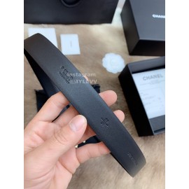 Chanel Fashion Calf Leather Gold Buckle 30mm Belts For Women Black