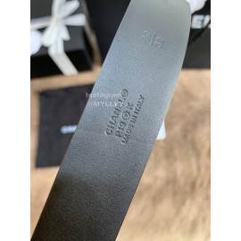 Chanel New Calf Leather Gold Buckle 30mm Belts For Women Black