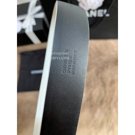 Chanel New Calf Leather Gold Buckle 30mm Belts For Women White