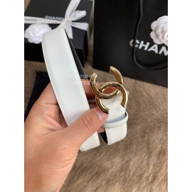 Chanel New Calf Leather Gold Buckle 30mm Belts For Women White