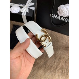 Chanel New Calf Leather Gold Buckle 30mm Belts For Women White