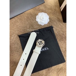 Chanel New Calf Leather Diamond Buckle 30mm Belts For Women White
