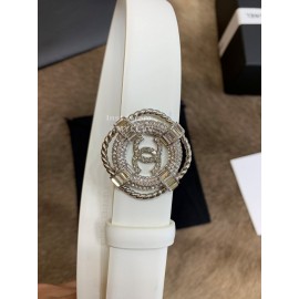 Chanel New Calf Leather Diamond Buckle 30mm Belts For Women White