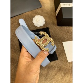 Chanel New Calf Leather Diamond Buckle 30mm Belts For Women Blue