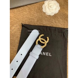Chanel Calf Leather Diamond Buckle 30mm Belts For Women Blue