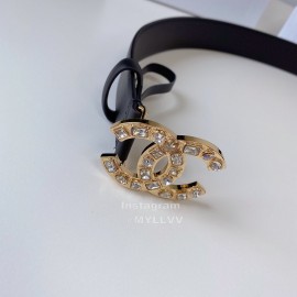 Chanel Black Calf Leather Diamond Buckle 30mm Belts For Women