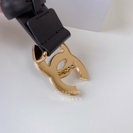 Chanel Black Calf Leather Diamond Buckle 30mm Belts For Women