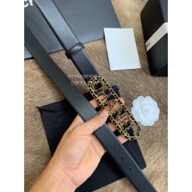 Chanel Black Calf Leather Letter Buckle 30mm Belts For Women