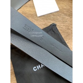 Chanel Litchi Grain Cowhide Gold Buckle 30mm Belts For Women Black