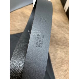 Chanel Litchi Grain Cowhide Gold Buckle 30mm Belts For Women Black