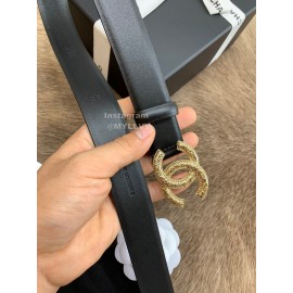 Chanel New Calf Leather Gold Buckle 30mm Black Belts For Women
