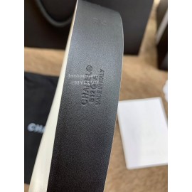 Chanel Elegant White Calf Leather Pearl Buckle 30mm Belts For Women