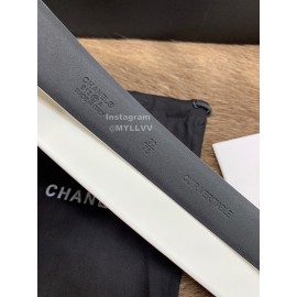 Chanel Elegant White Calf Leather Pearl Buckle 30mm Belts For Women